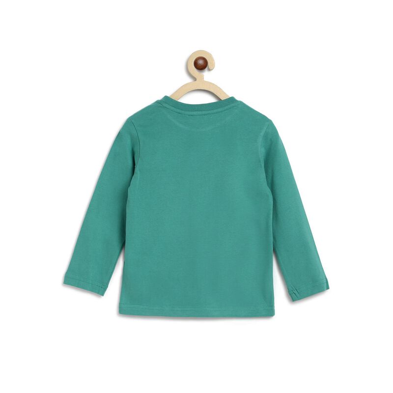 Boys Green Typograhy Printed Long Sleeve T-Shirt image number 1